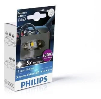 Лампа светодиодная X-tremeUltinon LED Festoon (C5W) 12В 1Вт PHILIPS 129466000KX1