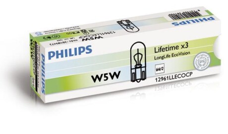 Лампа накаливания W5W 12V 5W PHILIPS 12961LLECOCP