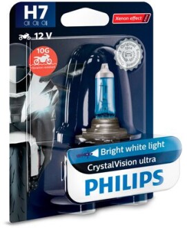 Лампа галогенная Crystalvision Ultra Moto 12В H7 55Вт PHILIPS 12972CVUBW