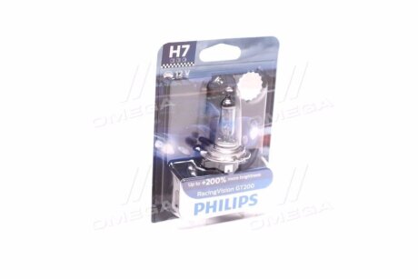 Лампа галогенная Racingvision Gt200 +200% 12В H7 55Вт +200% PHILIPS 12972RGTB1