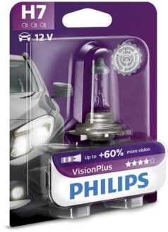 Лампа галогенная Visionplus +60% 12В H7 55Вт +60% PHILIPS 12972VPB1