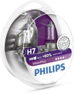 Лампа галогенная Visionplus +60% 12В H7 55Вт +60% PHILIPS 12972VPS2