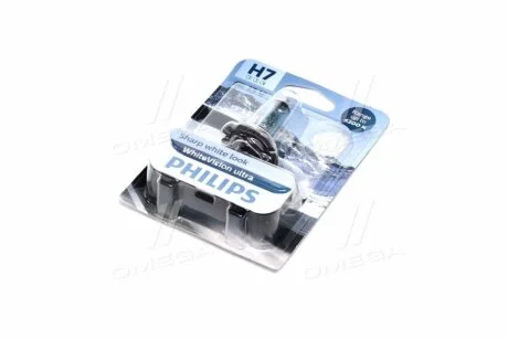 Лампа галогенная Whitevision Ultra 12В H7 55Вт PHILIPS 12972WVUB1