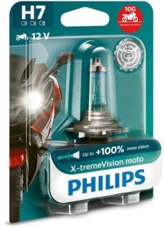 Лампа галогенная X-Tremevision Moto +100% 12В H7 55Вт +100% PHILIPS 12972XVBW (фото 1)