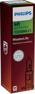 Лампа галогенная Philips Masterlife 24В H1 70Вт PHILIPS 13258MLC1 (фото 1)