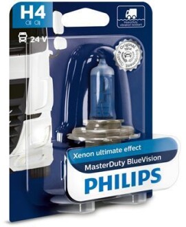 Лампа галогенная Masterduty Bluevision 24В H4 75/70Вт PHILIPS 13342MDBVB1