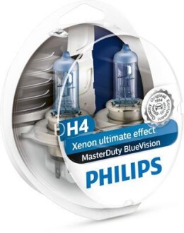 Лампа галогенная Masterduty Bluevision 24В H4 75/70Вт PHILIPS 13342MDBVS2