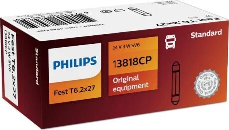 Лампа накаливания T6.2 24V 3W PHILIPS 13818CP