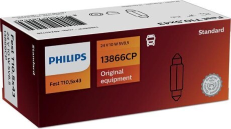 Лампа накаливания C10W 24V 10W PHILIPS 13866CP