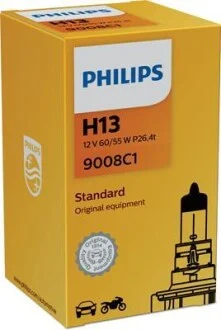 Лампа галогенная Standard 12В H13 60/55Вт PHILIPS 9008C1