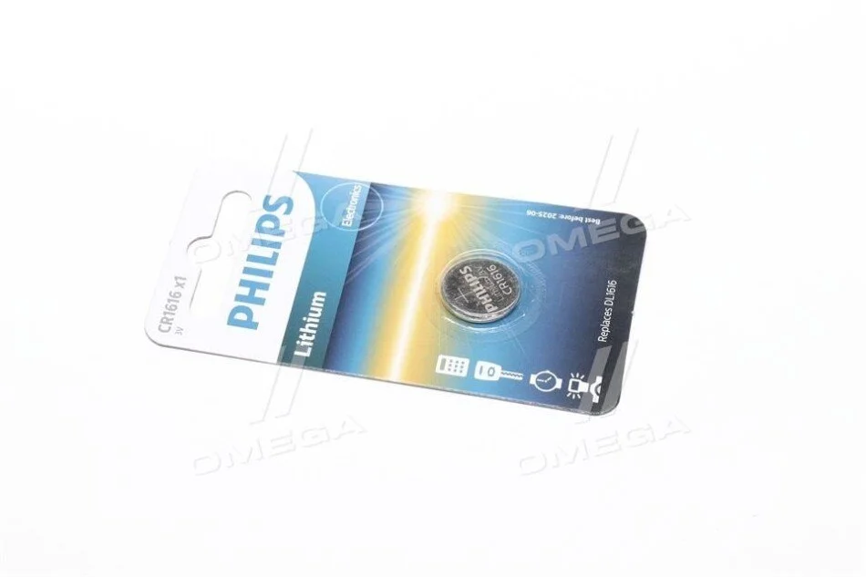 Батарейка CR1616 - 3.0V coin 1-blister (16.0 x 1.6) - Lithium B1 PHILIPS CR161600B (фото 1)