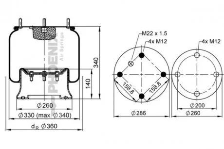 Ресора пневматическая PHOENIX 1D28A-2