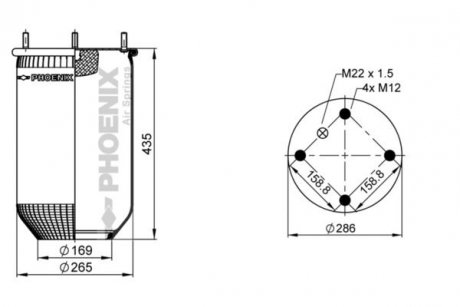 Ресора пневматична PHOENIX 1D28A-5NP