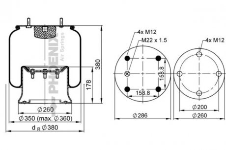 Ресора пневматична PHOENIX 1D28B-12***