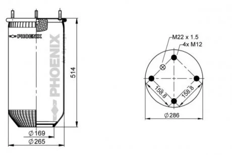 Ресора пневматическая PHOENIX 1D28B-5NP