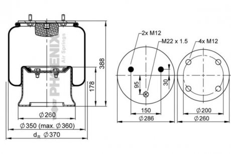 Ресора пневматична PHOENIX 1D28F-5