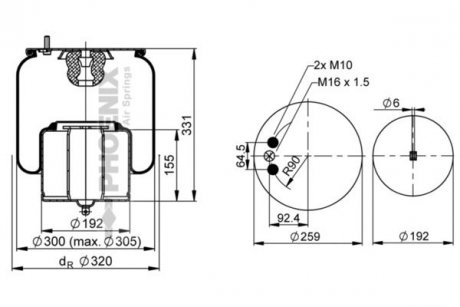 Ресора пневматична PHOENIX 1DF22C-1