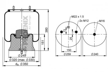 Ресора пневматична PHOENIX 1DK22E-11