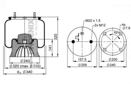 Ресора пневматична PHOENIX 1DK22E-8