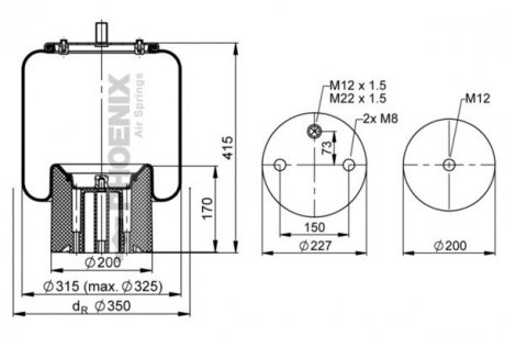 Ресора пневматична PHOENIX 1DK23L-1