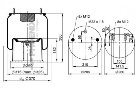 Ресора пневматическая PHOENIX 1DK28F-3