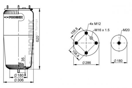 Ресора пневматична PHOENIX 1DK32E-4