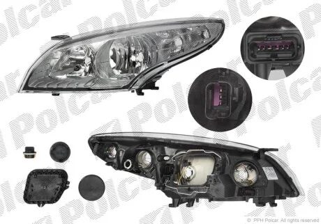 Фара основная левая Polcar 601409-E