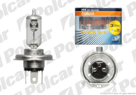 Лампа галогенная 12В H4 60/55Вт Polcar 99ZB171A