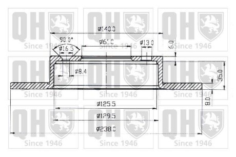 Тормозной диск передний невентилируемый QUINTON HAZELL BDC3449