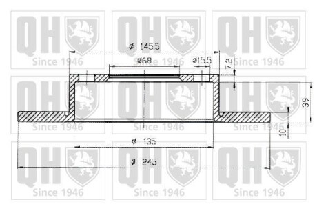 Тормозной диск задний невентилируемый QUINTON HAZELL BDC3932