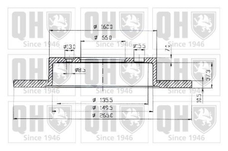 Тормозной диск задний невентилируемый QUINTON HAZELL BDC4405