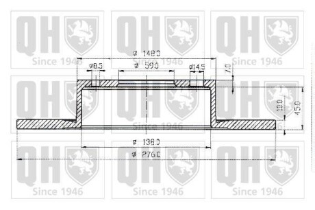 Тормозной диск задний невентилируемый QUINTON HAZELL BDC4502