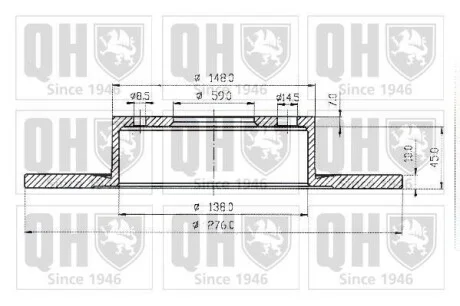 Тормозной диск задний невентилируемый QUINTON HAZELL BDC4502