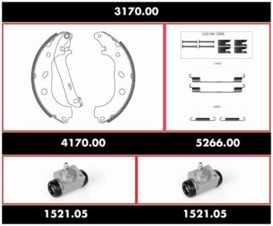 Колодки тормозные барабанные, комплект REMSA 3170.00