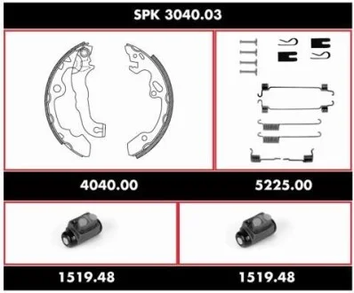 Колодки тормозные барабанные, комплект REMSA SPK 3040.03