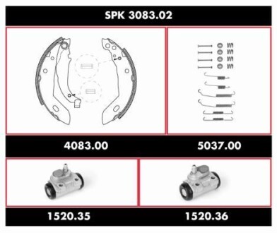 Колодки тормозные барабанные, комплект REMSA SPK 3083.02