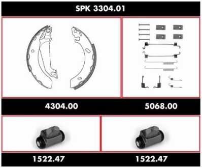 Колодки тормозные барабанные, комплект REMSA SPK 3304.01