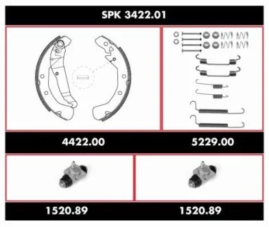 Колодки тормозные барабанные, комплект REMSA SPK 3422.01