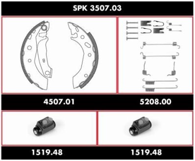 Колодки тормозные барабанные, комплект REMSA SPK 3507.03