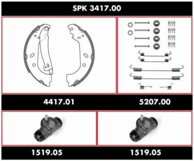 Колодки тормозные барабанные, комплект ROADHOUSE SPK 3417.00