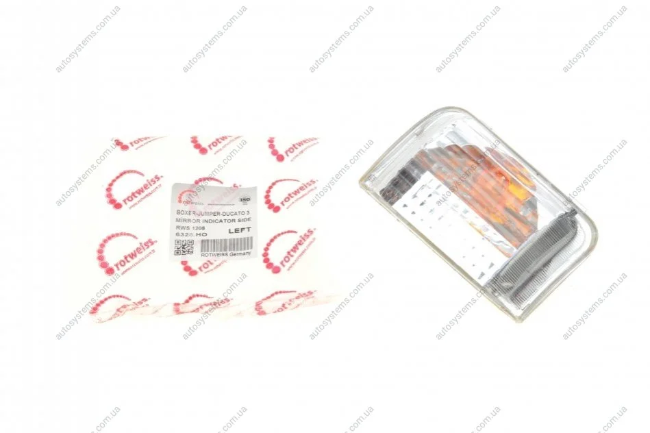 Повторювач повороту на дзеркало Fiat Ducato/Peugeot Boxer 06- (L) (білий) (71748252/6325.H0) Rotweiss RWS1208 (фото 1)