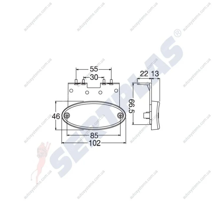 Фонарь габаринтный диод LED желтый с кронштейном FLATPOINT II A31-2364-084 SERTPLAS 1324LUS (фото 1)
