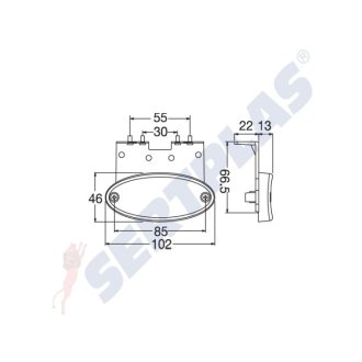 Ліхтар габаринтий діод LED жовтий з кронштейном FLATPOINT II A31-2364-084 SERTPLAS 1324LUS