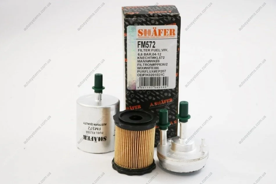 Фільтр паливний VW Golf V-VI, Fabia I-III, Octavia I-III, Superb, 1.0-3.2, 00- (з регулятором тиску SHAFER FM572 (фото 1)