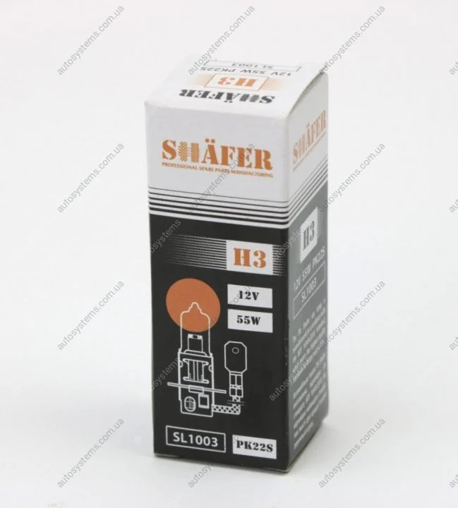 Лампа галогенова H3 12V 55W PK22S (картонна упаковка 1шт) SHAFER SL1003 (фото 1)