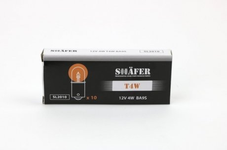 Лампа розжарювання 12V 4W T4W BA9S (картонна упаковка по 10шт))) SHAFER SL2010