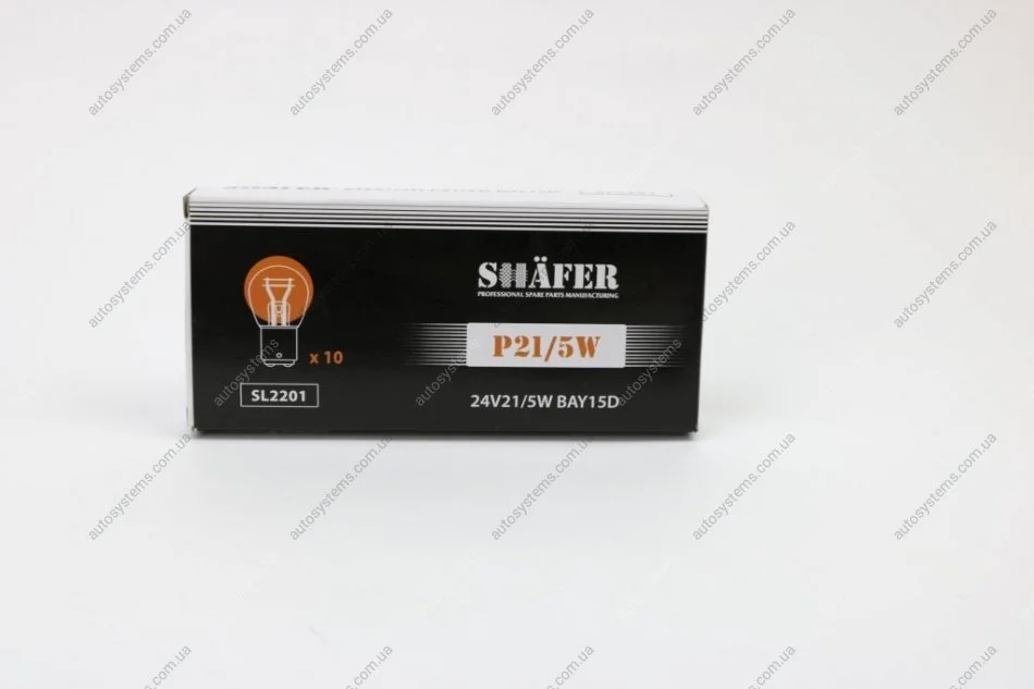 Лампа розжарювання 24V21/5W P21/5W BAY15D (картонна упаковка по 10шт))) SHAFER SL2201 (фото 1)