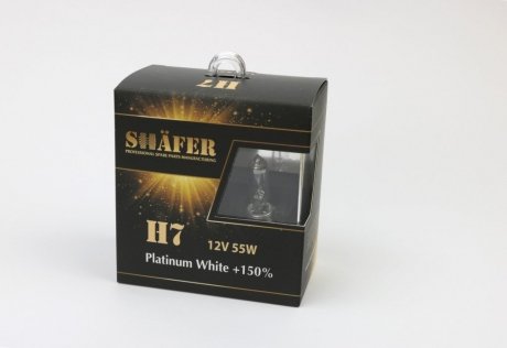 Фото лампа галогенова H7 12V55W Platinum White +150% (комплект, картонний бокс 2шт) SHAFER SL3007P Лампа галогенова H7 12V55W Platinum White +150% (комплект, картонний бокс 2шт) SHAFER SL3007P