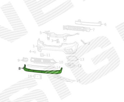 Спойлер бампера JEEP CHEROKEE (KL), 19 - Signeda PCR05033VA