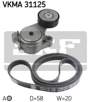 Комплект ремня генератора SKF VKMA 31125